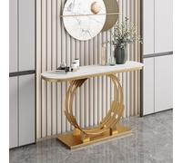 Generico Elegante e Moderno Tavolo consolle in Marmo - scrivania Curva per Ingresso con Base Rotonda Stabile, Elegante Mobile da Ingresso per Soggiorno, Finitura Oro, 39,3"/100 cm