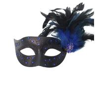 Generico Elegante Mezza Faccia con Cristalli Strass e Piume per Serate di Gala