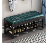 Generico Elegante Panca portascarpe in Similpelle Verde - Organizer portaoggetti Resistente per Ingresso e corridoio, Design salvaspazio (80x30x48 cm) - Perfetta per l'arredamento della casa e per RI