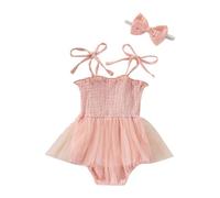 Generico Elegante Tutina in Rete Senza Maniche con Fiocco Decorativo per Neonate e Bambine Piccole