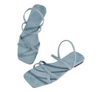 Generico Eleganti e comodi sandali piatti con cinturino, perfetti per un look estivo casual e alla moda, ideali per tutti i giorni. Leggeri e facili indossare, perfetti per le passeggiate (Blue, 35)