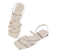 Generico Eleganti e comodi sandali piatti con cinturino, perfetti per un look estivo casual e alla moda, ideali per tutti i giorni. Leggeri e facili indossare, perfetti per le passeggiate (White, 42)