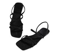 Generico Eleganti e comodi sandali piatti con cinturino, perfetti per un look estivo casual e alla moda, ideali per tutti i giorni. Leggeri e facili indossare, perfetti per le passeggiate (Black, 42)