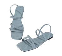 Generico Eleganti sandali piatti con cinturino, comodi, pronti per essere indossati a piedi nudi, ideali per l'uso quotidiano e per gli acquirenti. (Blue, 37)