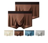 Generico ElegantSilk Men's IceSilky Underwear Mulberry,Silk Underwear for Men,SatinSilk Boxer Briefs Mid Waist Underpants (2-PCS-D, 2XL)