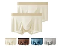 Generico ElegantSilk Men's IceSilky Underwear Mulberry,Silk Underwear for Men,SatinSilk Boxer Briefs Mid Waist Underpants (2-PCS-A, XL)