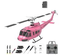 Generico Elicotteri telecomandati UH-1, Aerei RC per Adulti, RC C032 Scala 1/48, 6 canali, 2,4 GHz, giroscopio stabilizzato, con Volo a Testa in Giù, Volo a capovolgimento,Rosa,1 Battery