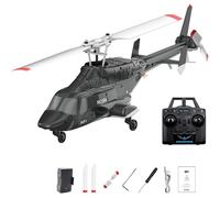 Generico Elicottero RC A6, Scala 1/52, 2,4 GHz, 4 canali, rotore Singolo, decollo e atterraggio con Un Solo Tasto, per Adulti,Nero,1 Battery