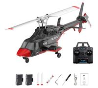 Generico Elicottero RC A6, Scala 1/52, 2,4 GHz, 4 canali, rotore Singolo, decollo e atterraggio con Un Solo Tasto, per Adulti,Rosso,2 Battery
