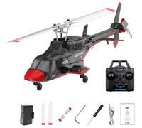 Generico Elicottero RC A6, Scala 1/52, 2,4 GHz, 4 canali, rotore Singolo, decollo e atterraggio con Un Solo Tasto, per Adulti,Rosso,1 Battery