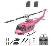 Generico Elicottero RC C032 UH-1 - Elicottero radiocomandato RTF Senza flybar stabilizzato giroscopicamente 2.4G 6CH, Modello di aeromobile RC in Scala 1/48 per Adulti,Rosa,2 Batteries