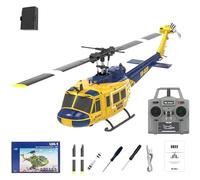 Generico Elicottero RC C032 UH-1 - Elicottero radiocomandato RTF Senza flybar stabilizzato giroscopicamente 2.4G 6CH, Modello di aeromobile RC in Scala 1/48 per Adulti,Giallo,1 Battery