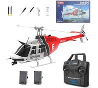 Generico Elicottero RC C138, Modello di Elicottero telecomandato Senza alettoni in Scala 1/30 2.4G 6CH, aeromobile RC con giroscopio a 6 Assi con Posizionamento Ottico del Flusso,Rosso,2 Battery