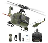 Generico Elicottero RC F07-V UH-1, RTF Scala 1/34, 2,4 GHz, 6 canali, brushless, Trasmissione Diretta, flybarless, Modello 3D/6G, Aereo Militare stabilizzato per Adulti,1 Battery