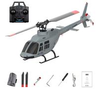 Generico Elicottero RC in scala 1/42 A60 con decollo/atterraggio con un solo tasto, sistema giroscopico 2.4G 6CH 6G, mantenimento dell'altitudine e flusso ottico per principianti, RTF,Grigio,1 Battery