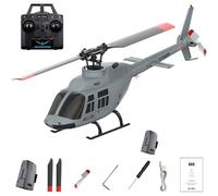 Generico Elicottero RC in scala 1/42 A60 con decollo/atterraggio con un solo tasto, sistema giroscopico 2.4G 6CH 6G, mantenimento dell'altitudine e flusso ottico per principianti, RTF,Grigio,2 Battery
