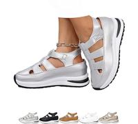 Generico EllaStep Comfort Wedge Sandals, Orthopedic Sandals for women, All-Day Support, Casual Platform Sandals (Silver,43)