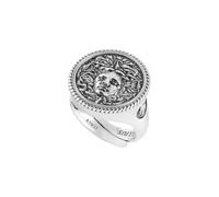 Generico Ellius Anello Medusa, Argento 925 Invecchiato, Sigillo Regolabile, Gioiello Artigianale Italiano