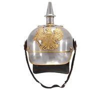 Generico Elmo da Tedesco Prussiano Antico per Larp in Acciaio Argento,1.74kg,286226
