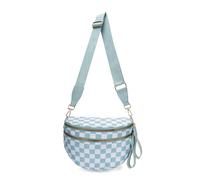 Generico Elysir Crossbody Bag, Black And White Nylon Checkered Crossbody Bum Bag, Spacious Checkered Purse (Light Blue)