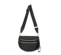 Generico Elysir Crossbody Bag, Black And White Nylon Checkered Crossbody Bum Bag, Spacious Checkered Purse (Black)