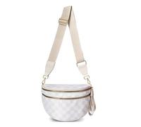 Generico Elysir Crossbody Bag, Black And White Nylon Checkered Crossbody Bum Bag, Spacious Checkered Purse (Bee white)