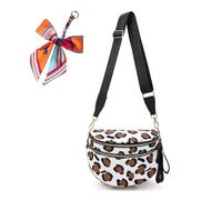 Generico Elysir Crossbody Bag, Elysir Crossbody Bag for Women, Double Pockets With Large Capacity, Adjustable Shoulder Strap (coffee and white pattern)