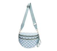 Generico Elysir Crossbody Bag, Roomie Bum Bag, Adjustable Shoulder Strap, for Women, Double Pockets With Large Capacity (ice blue checkered)
