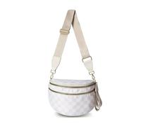 Generico Elysir Crossbody Bag, Roomie Bum Bag, Adjustable Shoulder Strap, for Women, Double Pockets With Large Capacity (beige checkered)