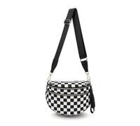 Generico Elysir Crossbody Bag, Roomie Bum Bag, Adjustable Shoulder Strap, for Women, Double Pockets With Large Capacity (Black and white checkered)
