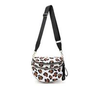 Generico Elysir Crossbody Bag, Roomie Bum Bag, Adjustable Shoulder Strap, for Women, Double Pockets With Large Capacity (coffee and white pattern)