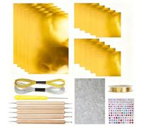 Generico Embossing Foil Sheets, 15Pcs Metal Embossing Foil Sheets, with Craft Wires, Art Supplies for Painting, Gilding And DIY Decorations, for Parent-Child Interactive (Gold)
