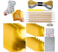 Generico Embossing Foil Sheets,Metal Embossing Foil Art Kit,Gold/Silver Foils Sheets Emboss Tool Accessory,Thick Shiny Foils Paper Shimmer Engraving Art Craft Set for DIY Artwork Painting (Gold)