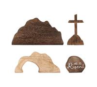 Generico Empty Easter Scene | Wood Decor | Nativity Scene Decor | For Bookcase Window Sill Bookshelf Display Cabinet Dressing Table Nightstand Bedside Study Bedroom Living Room