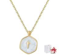 Generico Enamel Simple Cross Charm Choker, Round Cross Waterproof Sweat-Proof Anti-Oxidation Pendant, Religious Jewelry Cute Trendy Small Necklace Gifts for Women