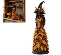 Generico Enchanted Autumn Witch Figurine, Halloween Witch Statue with Layered Fall Leaf Dress, Seasonal Witches Statue for Fireplace Mantel,Shelf,Homes Office,Harvest Decoration Gift