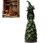 Generico Enchanted Autumn Witch Figurine, Halloween Witch Statue with Layered Fall Leaf Dress, Seasonal Witches Statue for Fireplace Mantel,Shelf,Homes Office,Harvest Decoration Gift