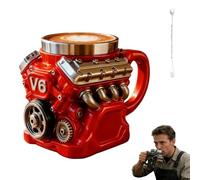 Generico Engine-Themed Coffee Mug V6-V12,Ultimate V8 Engine Gift Mug & Dream Cup For Car Enthusiasts Engines Stainless Steel Coffee Mugs with Handle,for Coffes, Tea (V6 Red 200ml)