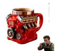 Generico Engine-Themed Coffee Mug V6-V12,Ultimate V8 Engine Gift Mug & Dream Cup For Car Enthusiasts Engines Stainless Steel Coffee Mugs with Handle,for Coffes, Tea (V8 Red 200ml)
