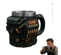 Generico Engine-Themed Coffee Mug V6-V12,Ultimate V8 Engine Gift Mug & Dream Cup For Car Enthusiasts Engines Stainless Steel Coffee Mugs with Handle,for Coffes, Tea (V12 Black 200ml)