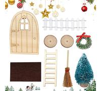Generico Ensemble De Décoration De Porte De Noël Nain - 9pcs Décorations Murales En Bois, Artisanat De Nain Fée | Accessoires Festifs pour intérieur Extérieur, Maison, Salle De Jeux, Anniversaire