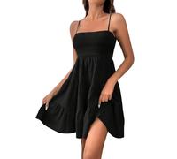 Generico Ensemble Jupe et Top Rayé Sans Manches pour Femme, idéal pour l'été. Robe Midi Oversize à Rayures, Style bohème, Parfaite pour Les vacances (Black,M)