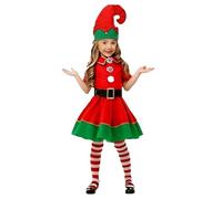 Generico Ensembles Costumes de Lutin de Noël pour Famille Ado et Enfant, Tenue Festives Vert et Rouge avec Détails Authentiques, Déguisements Parfaits pour Célébrations et Photos de Famille