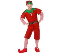 Generico Ensembles Costumes de Lutin de Noël pour Famille Ado et Enfant, Tenue Festives Vert et Rouge avec Détails Authentiques, Déguisements Parfaits pour Célébrations et Photos de Famille