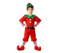 Generico Ensembles Costumes de Lutin de Noël pour Famille Ado et Enfant, Tenue Festives Vert et Rouge avec Détails Authentiques, Déguisements Parfaits pour Célébrations et Photos de Famille