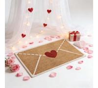 Generico Envelope Heart Artificial Coir Door Mat, Heart Envelope Door Mat, Red Love Valentine Non-Slip Rug Outdoor, Romantic Porch Entryway Home Decor (B,19.69 in × 31.50 in)