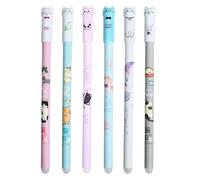 Generico Erasable Pens, 0.5mm Ballpoint Set, 5.91inches, Cute Cat Pattern Design, Pack of 6, Smooth Writing Tools, Heat-Sensitive Ink, Ideal for Kids, Students, Office, School, Planners, Reporters