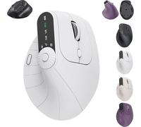 Generico Ergonomic Triple-Connect Wireless Mouse, Ergonomic Vertical Mouse with 4 Adjustable DPI and USB-C Receiver, With Multi-function Knob, for Computer/Pc/Laptop (White)