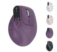 Generico Ergonomic Triple-Connect Wireless Mouse, Ergonomic Vertical Mouse, With 4 Adjustable Dpi and USB-C Receiver, With Multi-function Knob, for Laptop/Computer/Pc (Pruple)