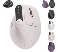 Generico Ergonomic Triple-Connect Wireless Mouse, Ergonomic Vertical Mouse with 4 Adjustable DPI and USB-C Receiver, With Multi-function Knob, for Computer/Pc/Laptop (Beige)